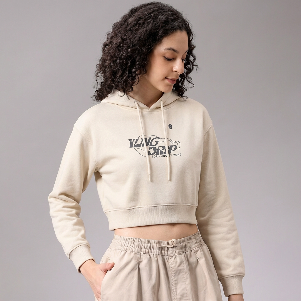 PREMIUM CROP HOODIE | OFF-WHITE