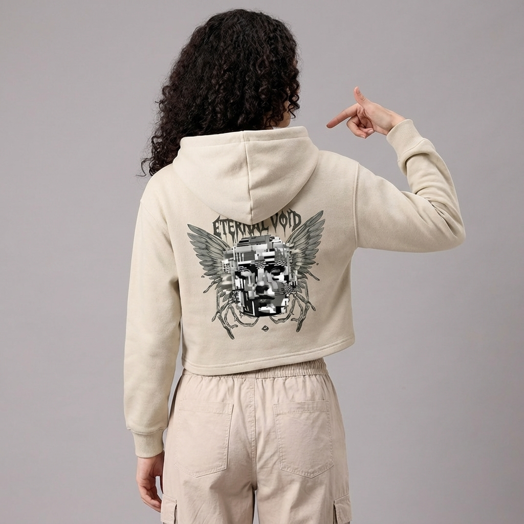 PREMIUM CROP HOODIE | OFF-WHITE